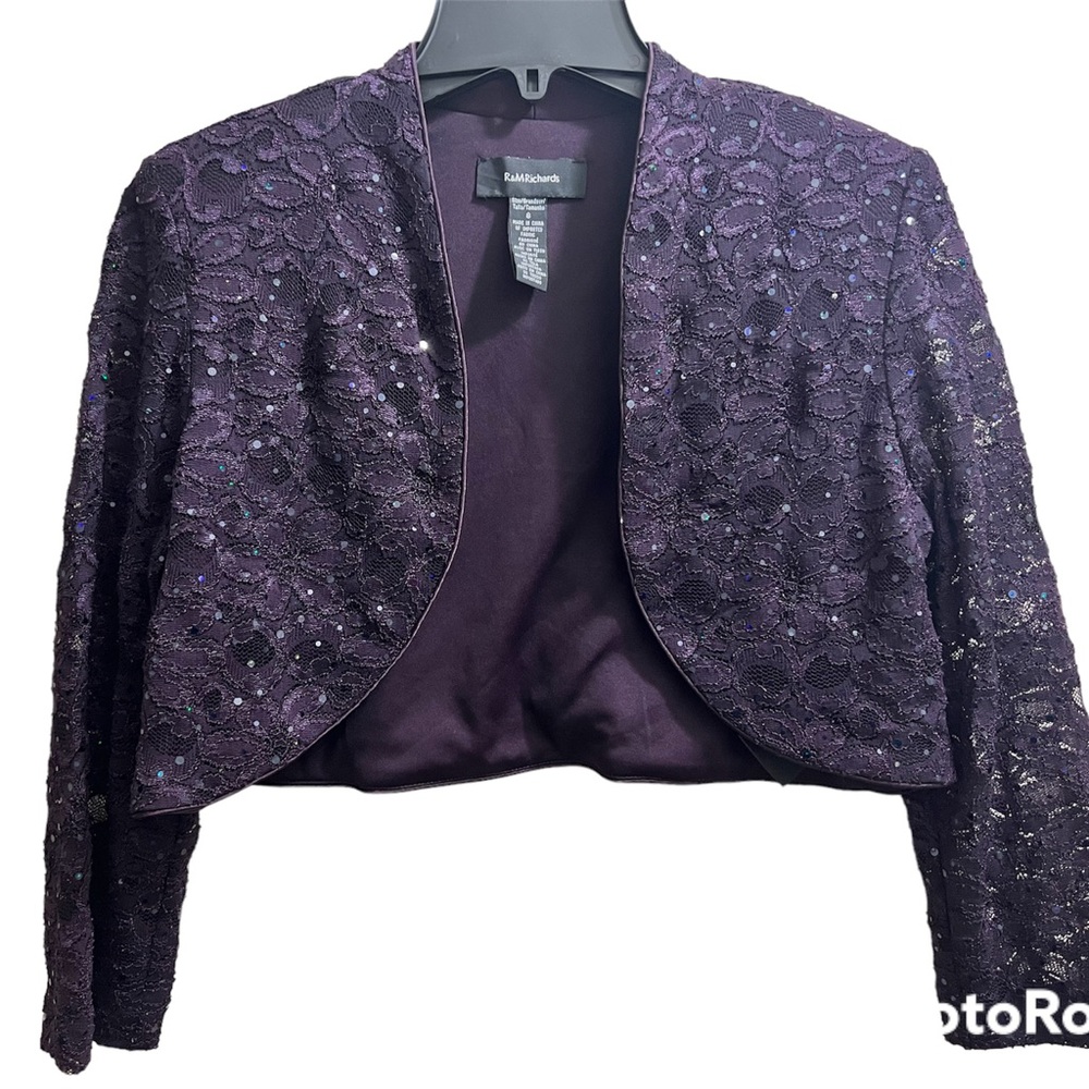 R & MRuchards Lavender/ purple sequin detail lace cropped Jacket